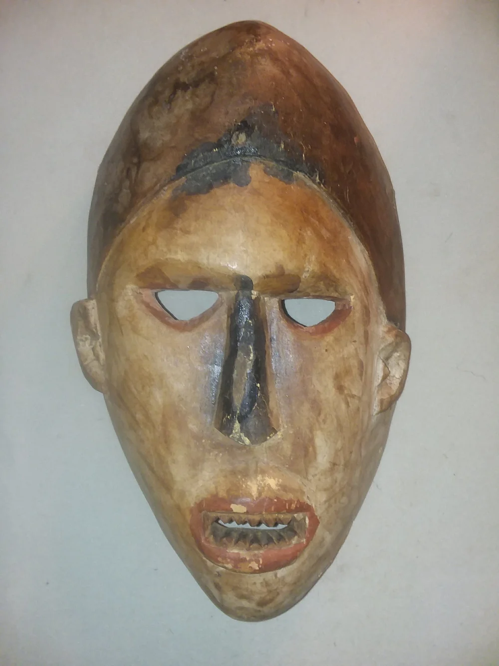 Handcrafted Brown Wooden Wall Mask - Rustic Home Wall Decor